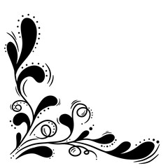 Decorative corner floral ornament. Hand drawn vector illustration, isolated on a white background.	