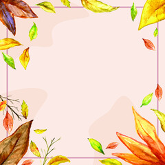 Brown leaves autumn background template