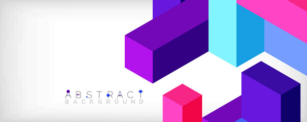 Abstract background. 3d cubes, cubic elements and blocks. Techno or business concept for wallpaper, banner, background, landing page