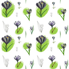 Spring flowers. Seamles pattern.