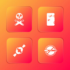 Set Bones and skull, No smoking area, Candy and icon. Vector