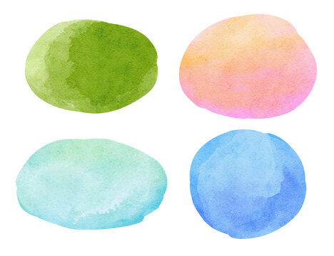 Abstract watercolor background. Circle and oval watercolor texture on white background.