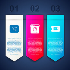 Set Arrow shuffle, Online play video and . Business infographic template. Vector