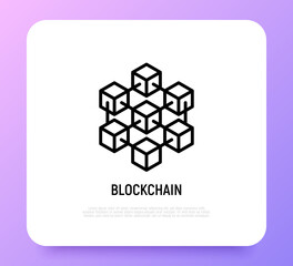 Fototapeta premium Blockchain thin line icon. Modern vector illustration.