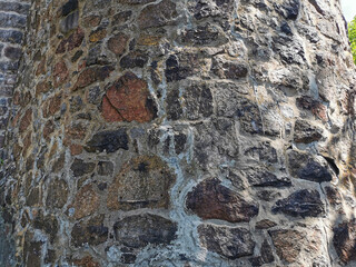 The outer stone wall of the Vyborg Castle in the city of Vyborg.