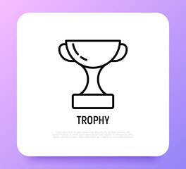 Trophy thin line icon. Modern vector illustration of champion award.