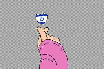 Mini heart sign with Israel flag heart shape isolated on png or transparent  background, Symbols of Israel,template for banner,advertising,vector,top gold medal winner sport country