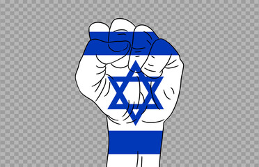 Israel flag colored hand isolated on png or transparent  background, Symbols of Israel template for banner,card,advertising ,promote,magazine,vector,top gold medal winner sport country