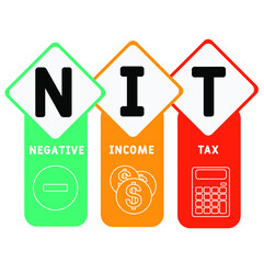 NIT - Negative Income Tax acronym. business concept background.  vector illustration concept with keywords and icons. lettering illustration with icons for web banner, flyer, landing 