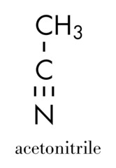 Acetonitrile chemical solvent molecule. Skeletal formula.