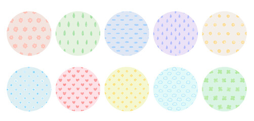 水彩柄円フレーム