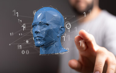 Human head and brain with Artificial intelligence concept