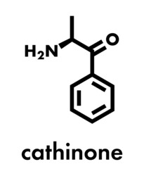 Cathinone khat stimulant molecule. Present in Catha edulis (khat). Skeletal formula.