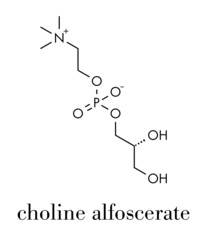 Alpha-GPC (L-Alpha glycerylphosphorylcholine, choline alfoscerate) molecule.  Skeletal formula.