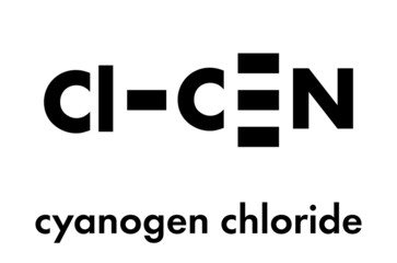 Cyanogen chloride toxic gas molecule. Skeletal formula.