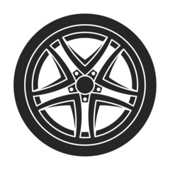 Wheel car vector icon.Black vector icon isolated on white background wheel car.