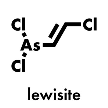 Lewisite chemical weapon molecule. Skeletal formula.