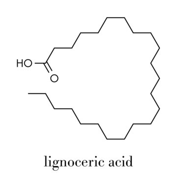 Lignoceric (tetracosanoic) acid molecule. Saturated fatty acid. Skeletal formula.