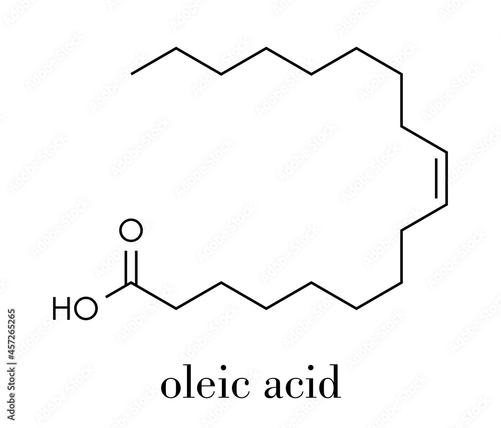 Poster oleic acid (omega-9, cis) fatty acid. common in animal fats and vegetable oils. its salt, sodium ole