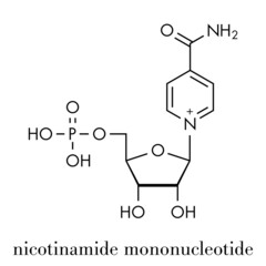 Nicotinamide mononucleotide molecule. Precursor of NAD+. Skeletal formula.