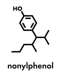 Nonylphenol endocrine disruptor molecule (one isomer shown). Skeletal formula.