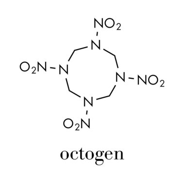 HMX (octogen) explosive molecule. Skeletal formula.