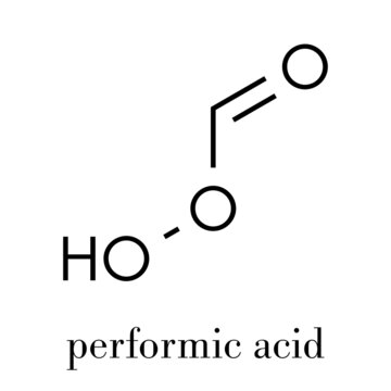 Performic acid (PFA) disinfectant molecule. Used as disinfectant and sterilizer. Skeletal formula.