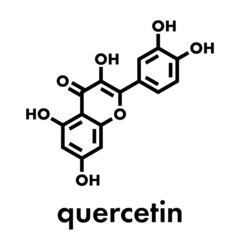 Quercetin plant molecule. Skeletal formula.