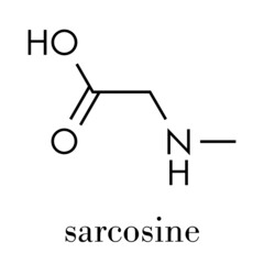 Sarcosine (N-methylglycine) molecule. Skeletal formula.