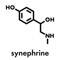 Synephrine herbal stimulant molecule. Present in several Citrus species. Skeletal formula.