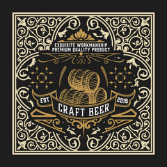 Beer label with old frames