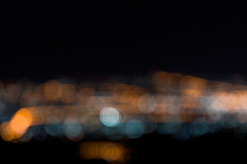 City night life with bokeh in dark background.