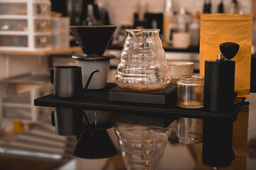 Equipment for drip coffee.high quality Jug, scale and hand grinder.