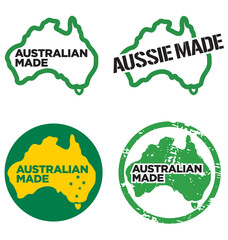 australian made in australia logos - obrazy, fototapety, plakaty