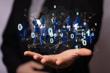 Global network. Blockchain. 3D illustration. Neural networks and artificial intelligence. Abstract