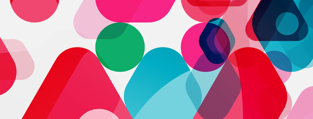 Color bubbles and rounded geometric shapes on white. Vector geometric minimal abstract background for wallpaper, banner, background, landing page