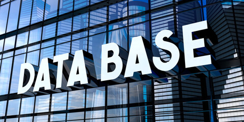 Bata base - typographical concept, sign on glass building - 3D illustration