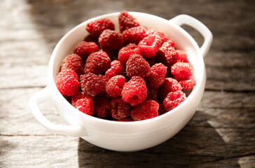 raspberries in a bowl