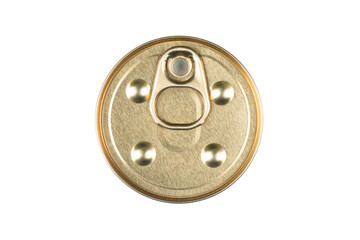 Top view close up photo of aluminium can isolated on white background. Aluminium can background. Can Pattern. Aluminium beverage cans. Drink can. Metal containers for packaging drinks.