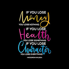 If You Lose Money, You Lose Nothing.  Scripture Hand Lettering Quote. Modern Calligraphy. Business Quote. Handwritten Inspirational Motivational Quote.