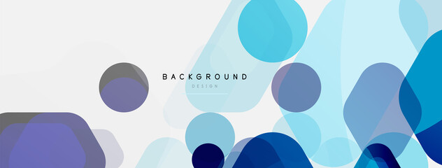 Color bubbles and rounded geometric shapes on white. Vector geometric minimal abstract background for wallpaper, banner, background, landing page