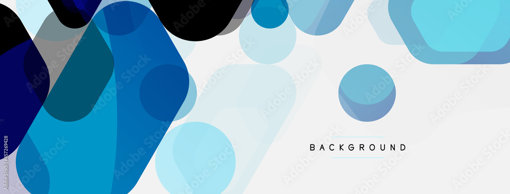 Aufkleber Color bubbles and rounded geometric shapes on white. Vector geometric minimal abstract background for wallpaper, banner, background, landing page