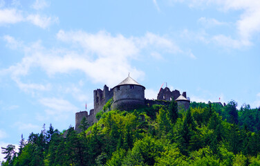 Fototapeta na wymiar Fort Claudia with Ehrenberg Castle in Tyrol, Austria.