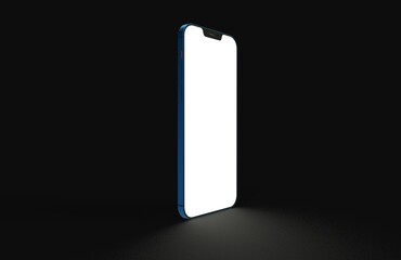 Realistic isometric black frameless smartphone mockup perspective 3d black