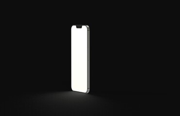 Realistic isometric black frameless smartphone mockup perspective 3d black