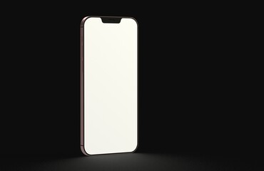 Realistic isometric black frameless smartphone mockup perspective 3d black