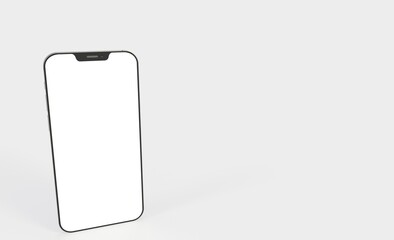 Smartphone frameless blank screen mockup template 3d