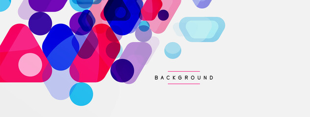Color bubbles and rounded geometric shapes on white. Vector geometric minimal abstract background for wallpaper, banner, background, landing page
