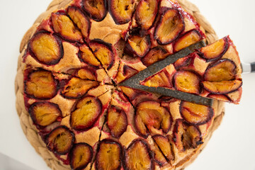 delicious freshly baked plum pie