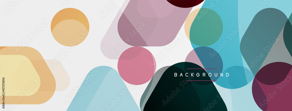 Poster color bubbles and rounded geometric shapes on white. vector geometric minimal abstract background fo